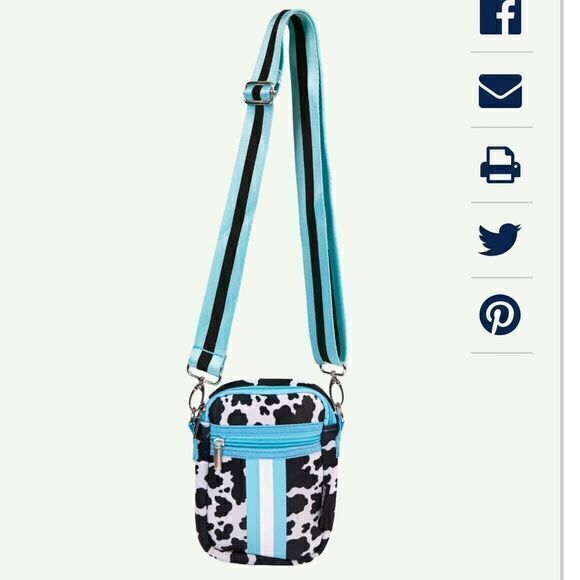 Simply Southern Neoprene Cow Large‎ and Mini Crossbody Purse Set Black White NWT - Picture 7 of 11